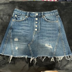 Free People Distressed Denim Skirt